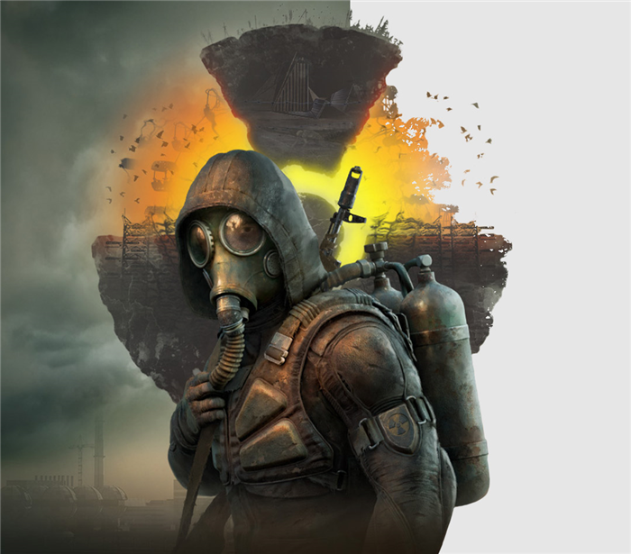 STALKER 2: Heart of Chernobyl, игровой персонаж стоит на фоне меняющегося ландшафта с облаками и дымом в воздухе.